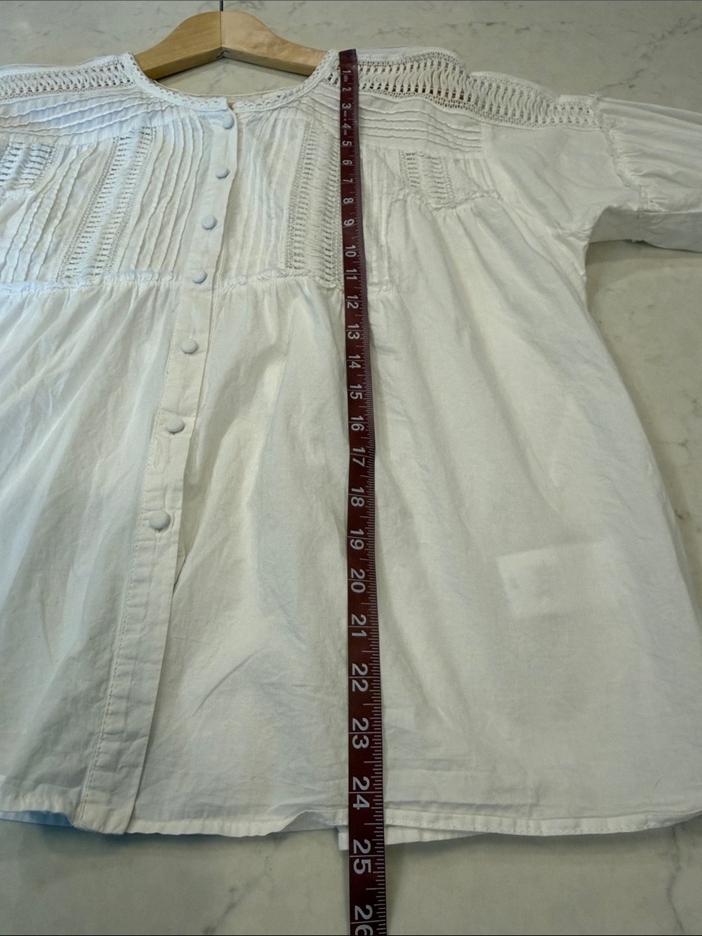Anthropologie Eri + Ali White Cotton Blouse Milla Size Large - Picture 9 of 10
